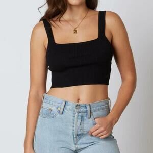 BP Women's Knitted Rib Black Cropped Tank Top Sz XL